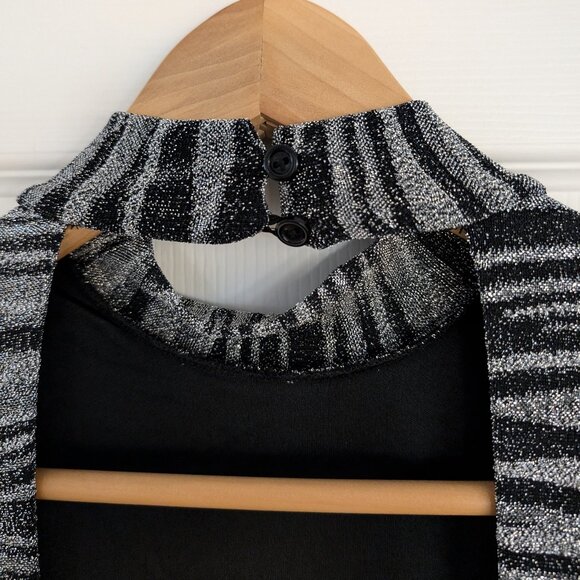 Rachel Zoe open back dress metallic print long sleeve mock neck small - Picture 7 of 16